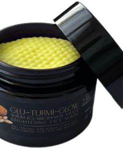 Glu-Turmi-Glow, Sérum éclaircissant au curcuma , acide kojique et aloé vera sur coton imbibés